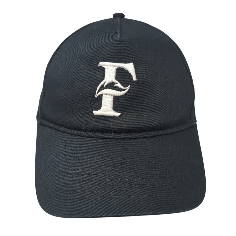 UltraClub Strapback Hat Black One Size Adjustable Embroidered Logo